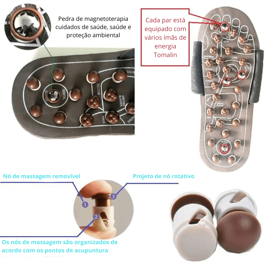 Chinelos de acupuntura para massagem nos pés