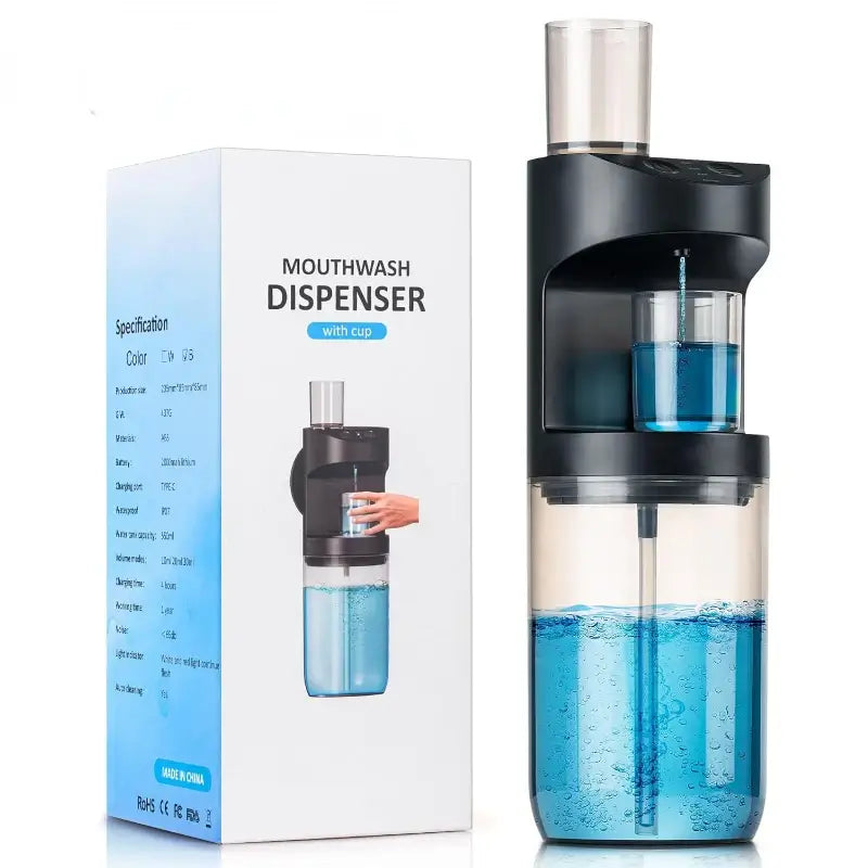 DISPENSADOR AUTOMÁTICO DE ENXAGUANTE BUCAL, ANTI-VAZAMENTOS + 2 COPOS